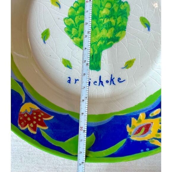 VTG Kimberly Hodges Garden Delights Blue Bowl Set of 3 Artichoke/Leek/Cucumber - Picture 10 of 10